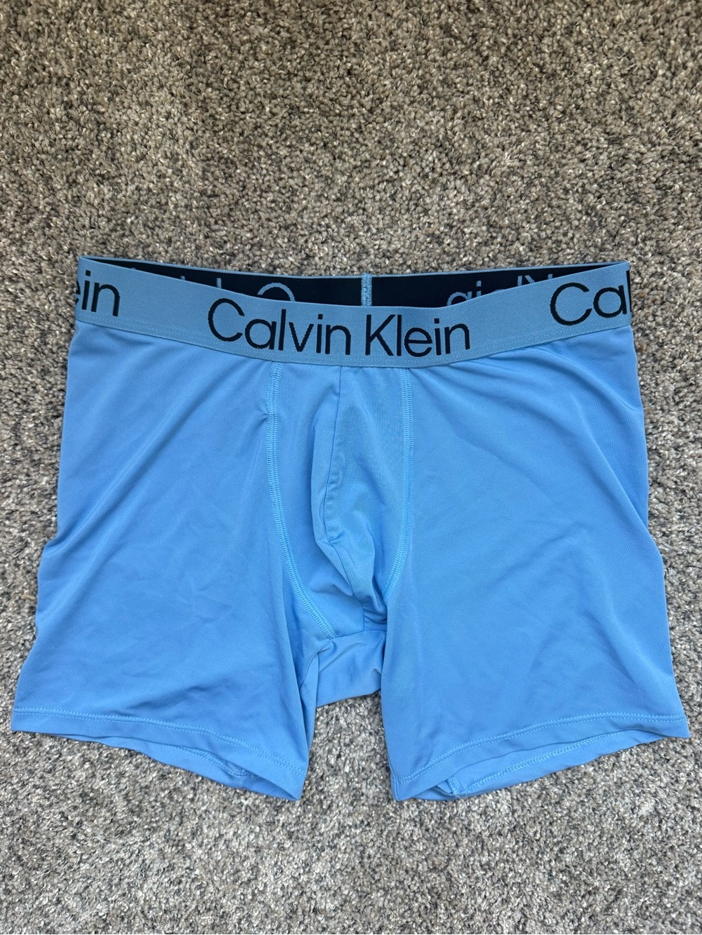 Calvin Klein Sky Blue Performance Boxer Briefs with Logo Waistband